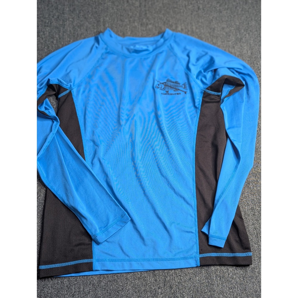 Tormenter‎ Fishing Mens Small Blue Rash Guard SPF 50 Performance Shirt